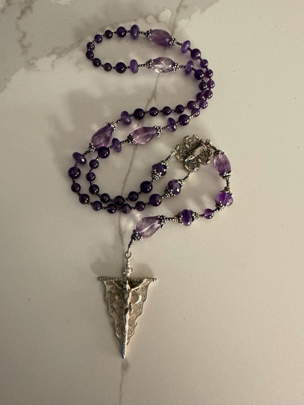 Sterling silver 925 & Amethyst Rosary Necklace